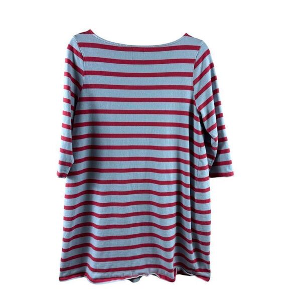 The Nines by Hatch Striped 3/4 Sleeve Maternity Tunic Top Medium Red Light Blue - Picture 2 of 7